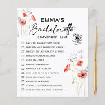 Bachelorette Chasse au trésor Fleurs rouges<br><div class="desc">Belle,  personnalisable Bachelorette chasse chasse jeu! Vous pouvez la personnaliser avec les défis de votre jeu et le nom de la mariée.</div>