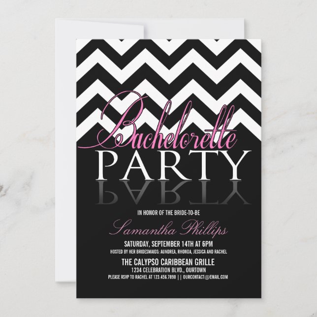 Bachelorette Chevron Party Invitations (Devant)