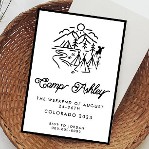 Bachelorette de camp noir et blanc Invitation