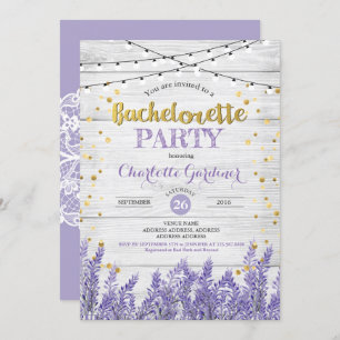 Bachelorette de lavande invitation Bois rustique
