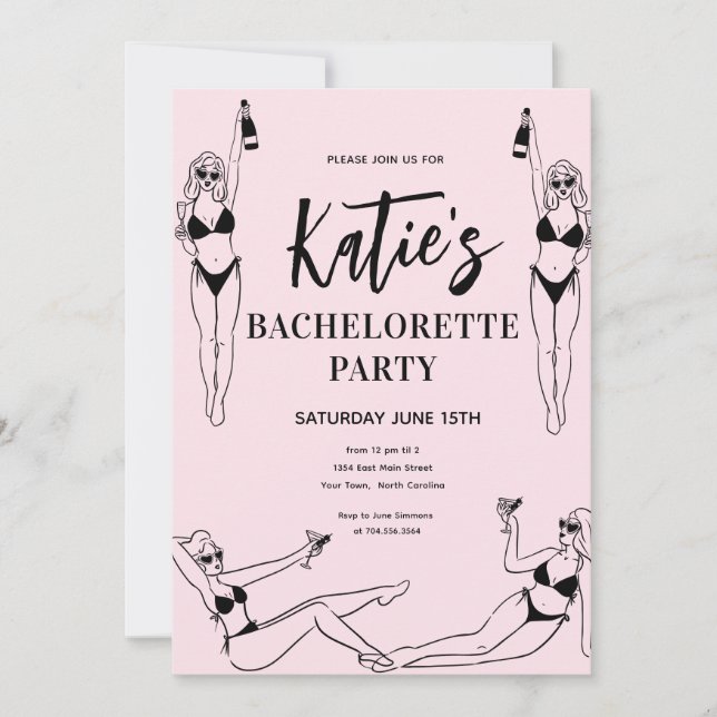 Bachelorette de talon élevé Invitation (Devant)