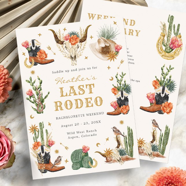 Bachelorette Dernière invitation Rodéo (Wild West Bachelorette Last Rodeo Invitation by Painted Paperie
)