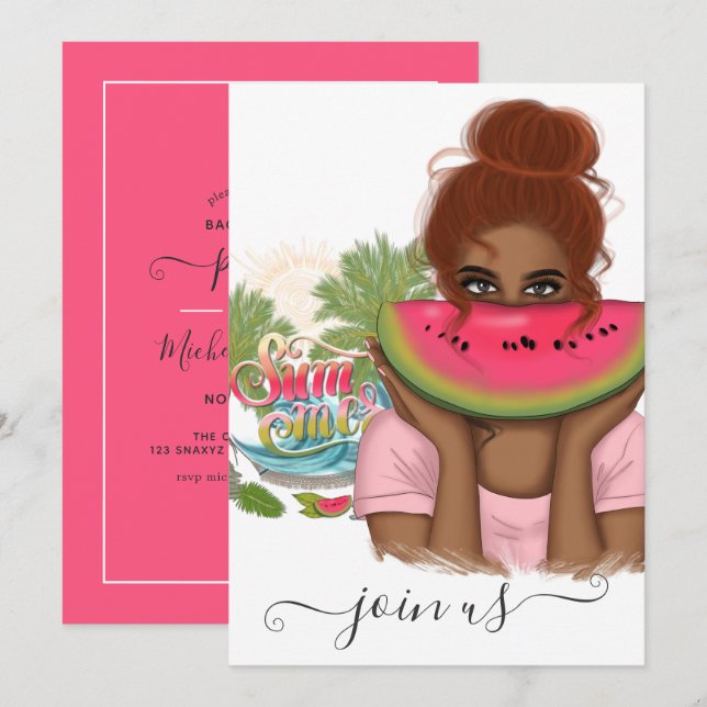 Bachelorette d'été Invitation (Devant / Derrière)