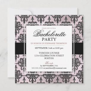 Bachelorette en dentelle noire Invitations à Blush