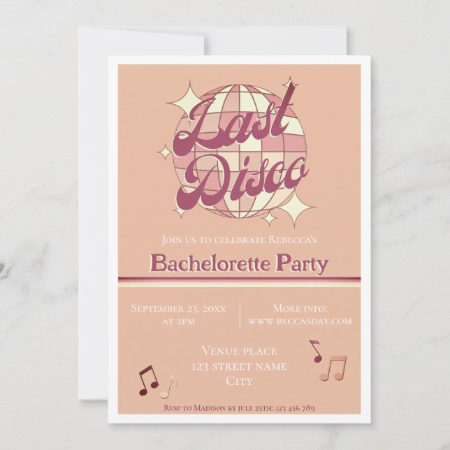 Bachelorette fête Funky Retro Invitation Vintage (Devant)