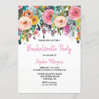 Bachelorette Fête Invitation Rose Floral Sublime