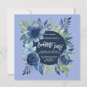 Bachelorette Florale Bleue Invitations