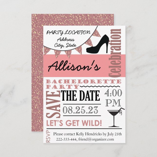 Bachelorette invitation design (Devant / Derrière)