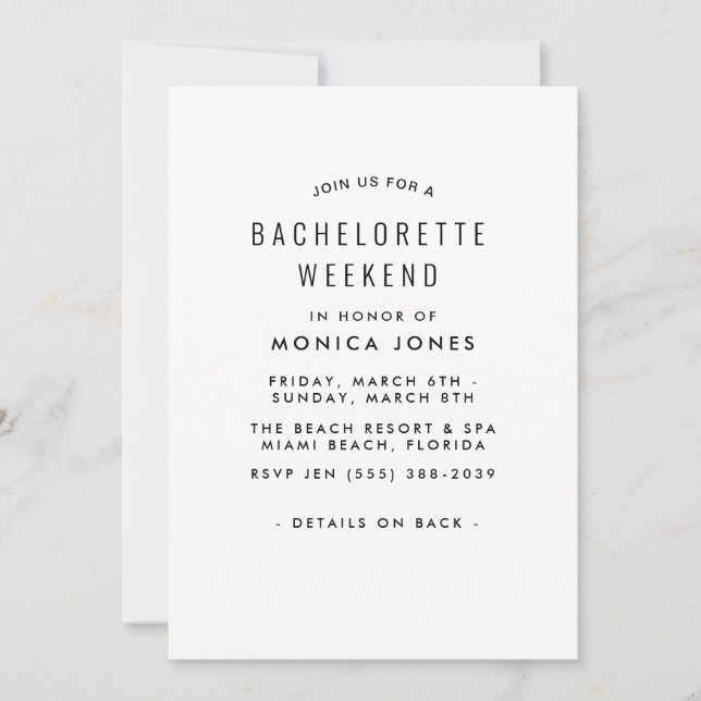 Bachelorette Invitation du week-end (Devant)