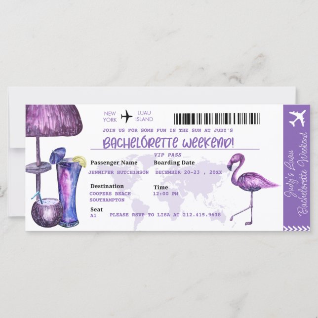 Bachelorette | Invitations de parties tropicales (Devant)