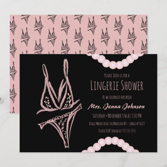 Bachelorette Lingerie Fête des mariées Perles rose (Devant / Derrière)
