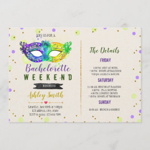 Bachelorette Mardi gras Invitation itinéraire
