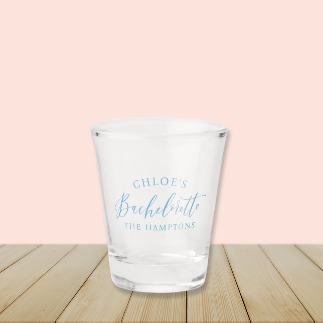 Bachelorette moderne Côtier en verre de tir (Last Toast on the Coast custom shot glass | bridesmaid gifts for beachy bachelorette party )