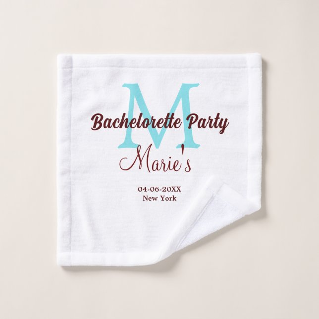 bachelorette parti monogramme ajouter nom date pla (Gant de toilette)
