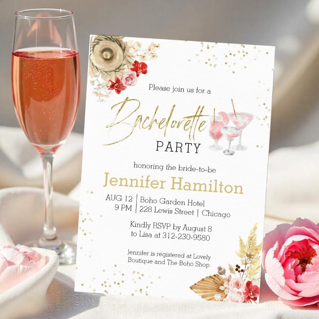 Bachelorette Party Invitation | Boho aquarelle (Créateur téléchargé)