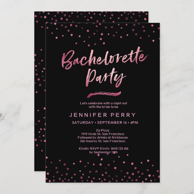 Bachelorette Party Invitation | Feuille de parties (Devant / Derrière)