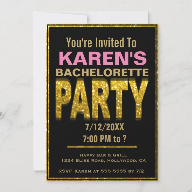 Bachelorette Party Invitation | Glam or (Devant)