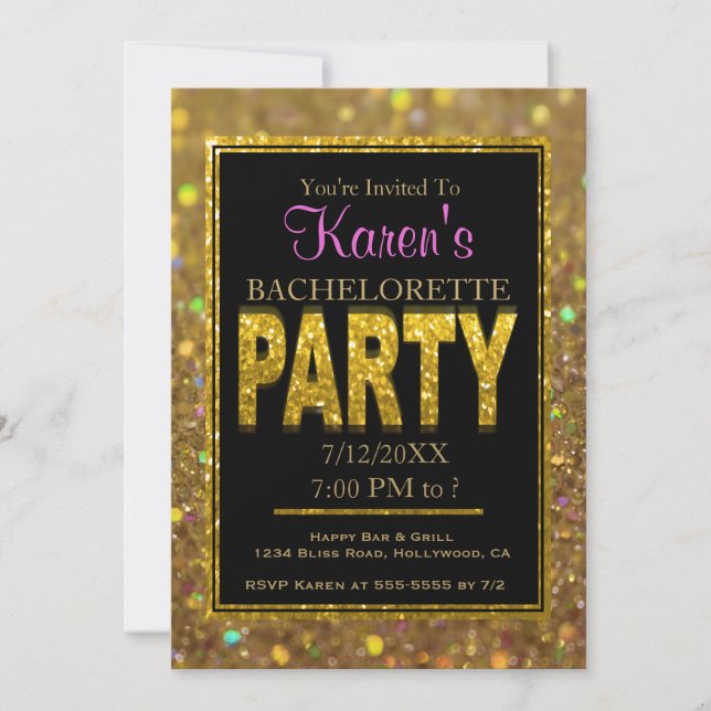 Bachelorette Party Invitation | Parties scintillan (Devant)