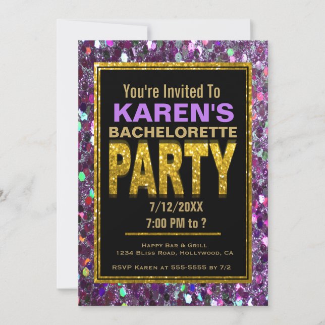 Bachelorette Party Invitation | Parties scintillan (Devant)