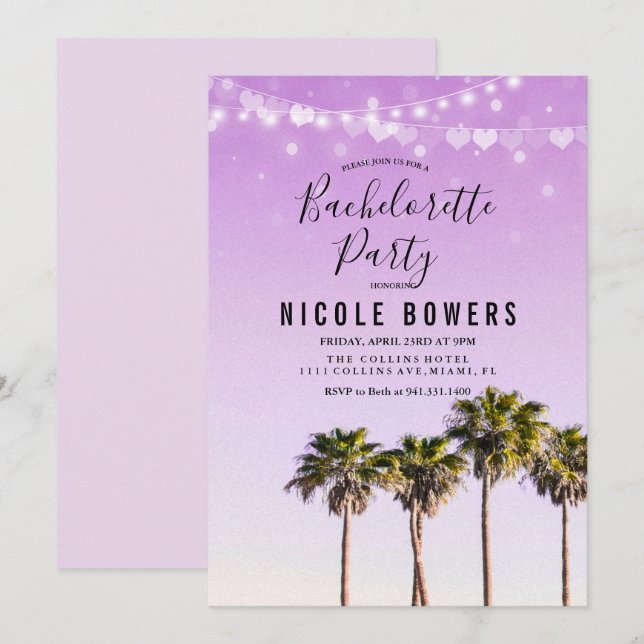 Bachelorette Party Invitation tropicale (Devant / Derrière)