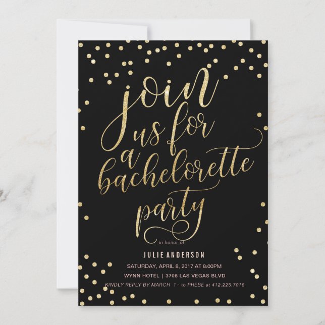BACHELORETTE Party ITINERARY // Invitation NOIRE (Devant)