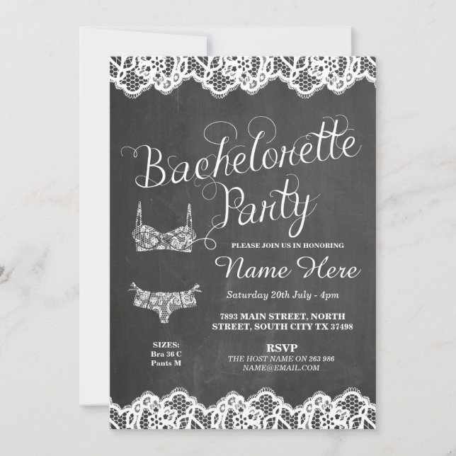Bachelorette Party Lingerie Douche Invitation nupt (Devant)