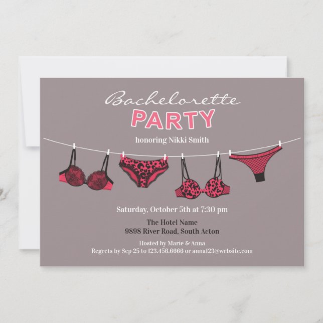 Bachelorette Party Lingerie Flat Invitation (Devant)