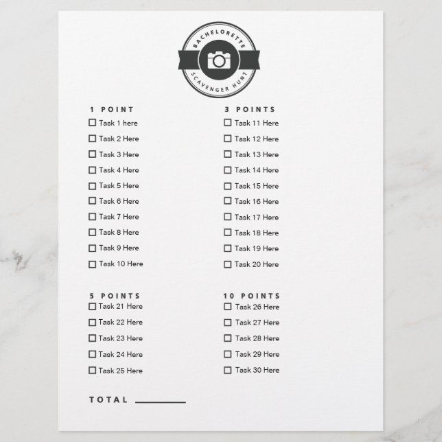 Bachelorette Party Photo Scavenger Chasse Jeu (Devant)