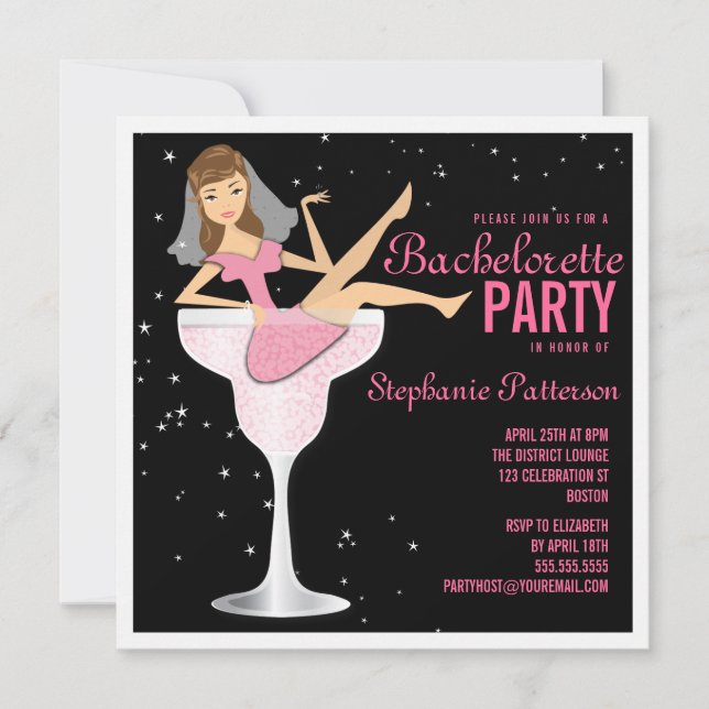 Bachelorette Party Pink Cocktail Invitation d'une  (Devant)