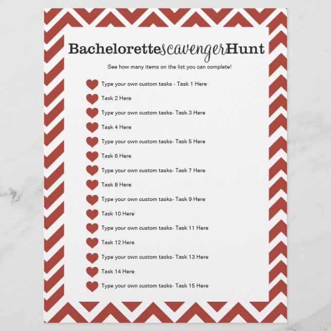 Bachelorette Party Red Scavenger chasse jeu (Devant)