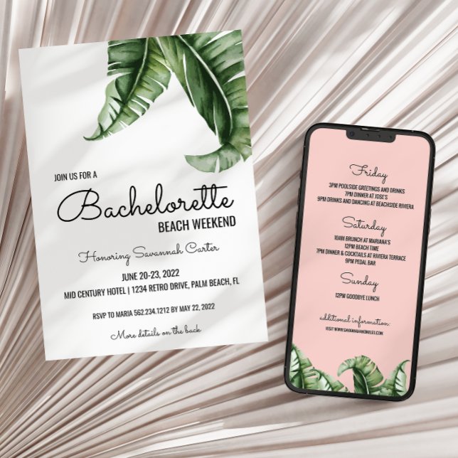 Bachelorette Pic Tropical Invitation + Itinéraire (Créateur téléchargé)