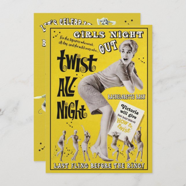 Bachelorette Retro Dance Party Invitations (Devant / Derrière)
