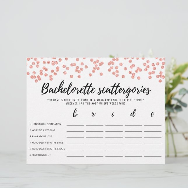 Bachelorette Scattergories éditable Jeu nuptial (Debout devant)