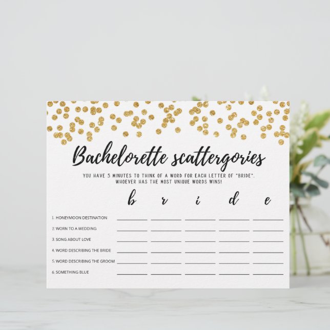 Bachelorette Scattergories éditable Jeu nuptial (Debout devant)