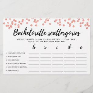 Bachelorette Scattergories éditable Jeu nuptial