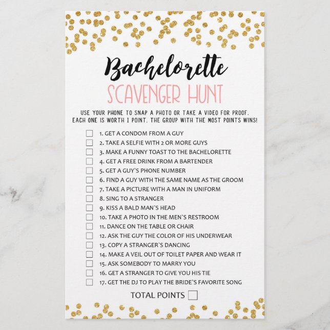 Bachelorette Scavenger Chasse Hen Party jeu (Devant)