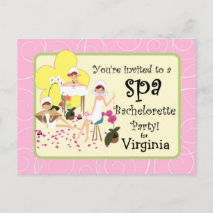 Bachelorette Spa Carte postale Invitations - Rose