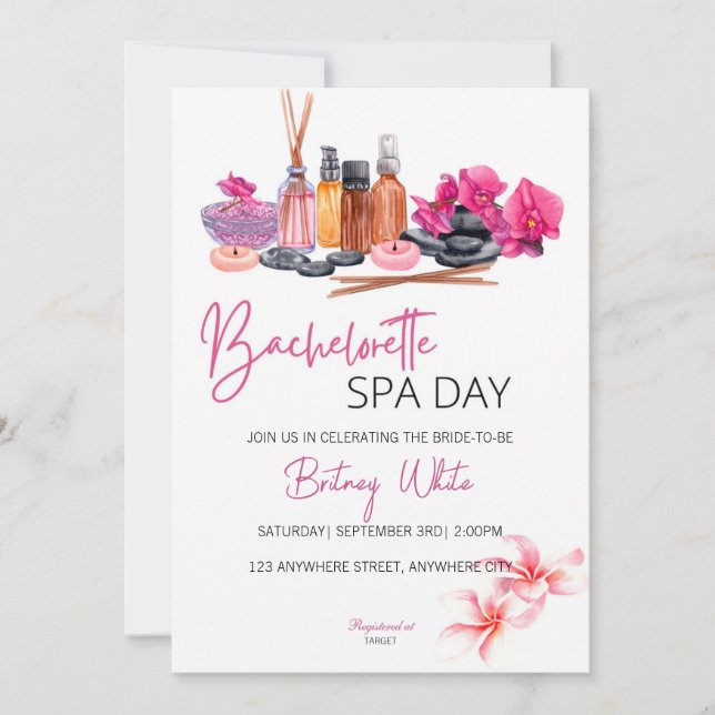 Bachelorette Spa Day Invitation (Devant)