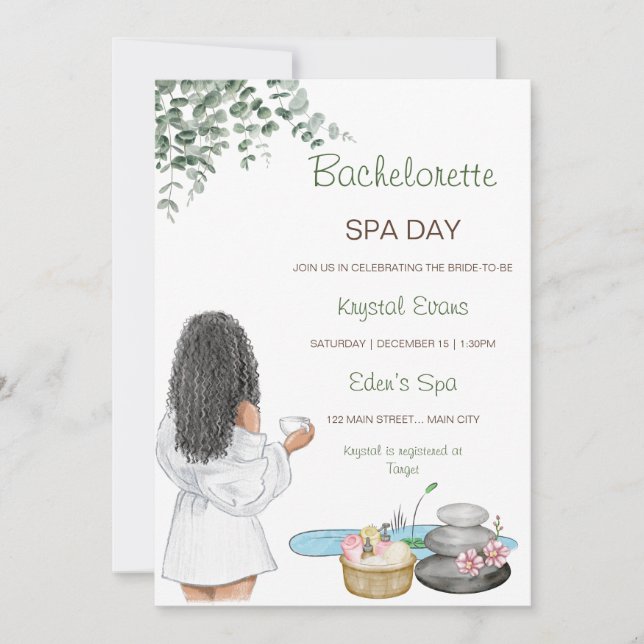 Bachelorette Spa Day Invitation (Devant)