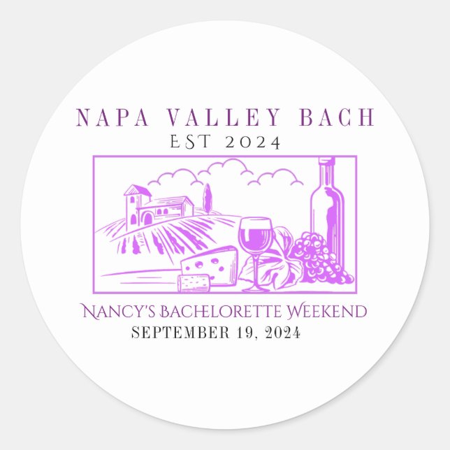 Bachelorette violet Napa Valley Favoriser Sticker (Devant)