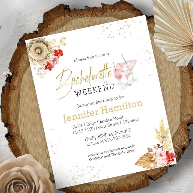 Bachelorette Week-end Boho budget Invitation (Créateur téléchargé)