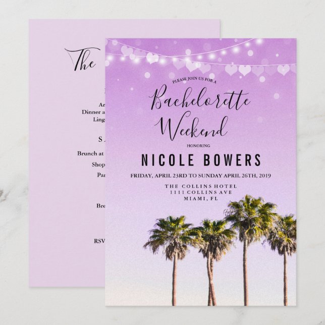 Bachelorette Week-end Invitation Tropicale (Devant / Derrière)