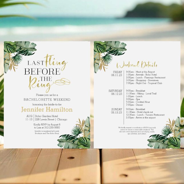 Bachelorette Week-end Itinéraire Budget Invitation (Créateur téléchargé)