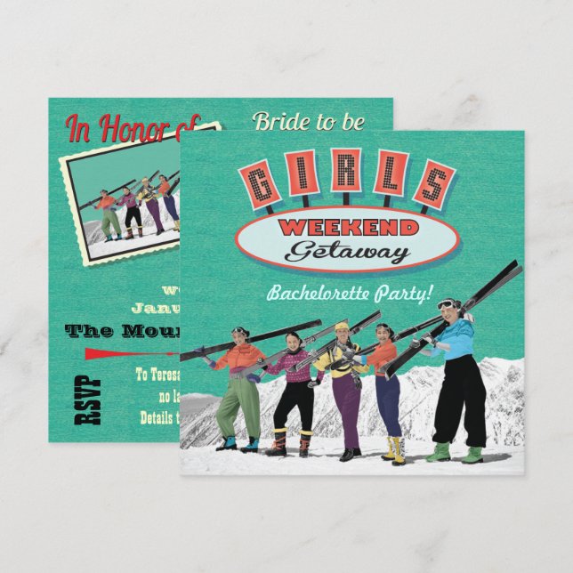 Bachelorette Weekend Getaway Party Invitations (Devant / Derrière)