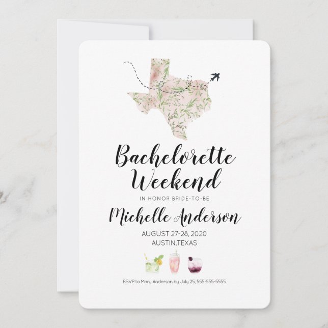Bachelorette Weekend in Austin Texas Invitation (Devant)