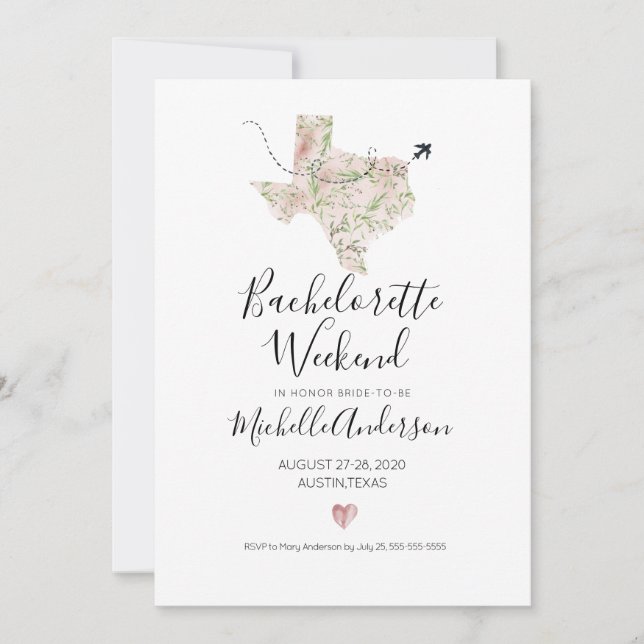 Bachelorette Weekend in Austin Texas Invitation (Devant)