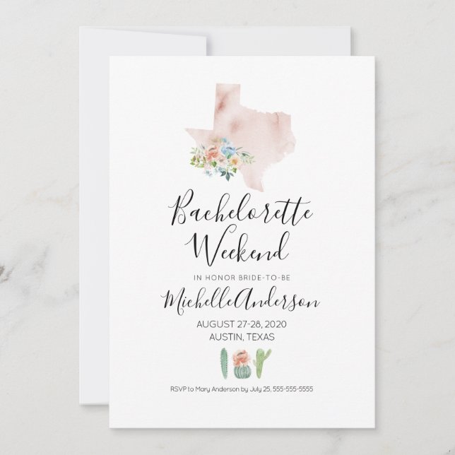 Bachelorette Weekend in Austin Texas Invitation (Devant)