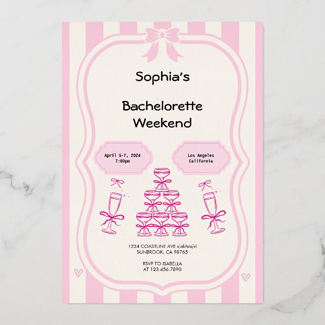 Bachelorette Weekend Party Invitation rose (Recto)