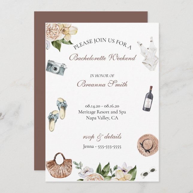 Bachelorette Winery Weekend Invitation (Devant / Derrière)