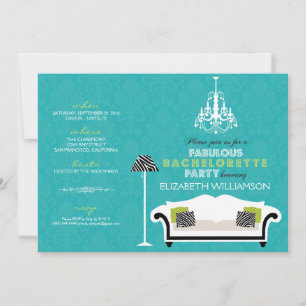 Bachelorette Zebra Decor Invitation (aqua)